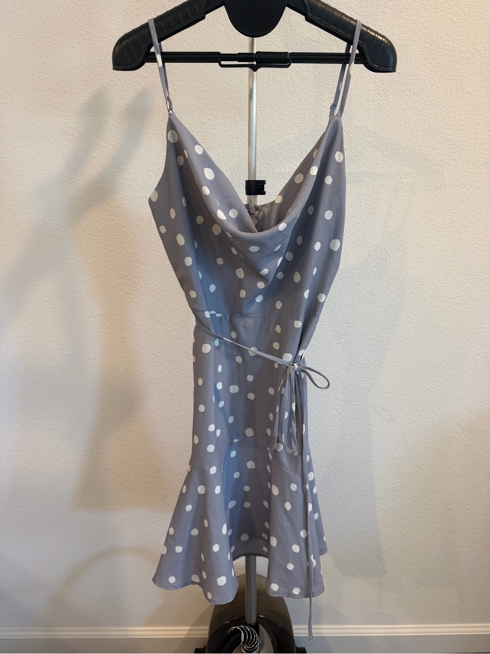 Willow Gray Polka Dot Midi Dress with White Spots